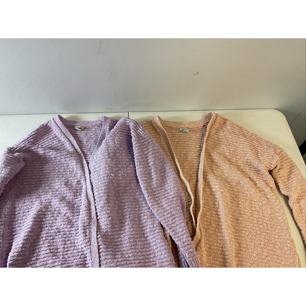Lot of 2 LL Bean Cardigan Womens XL Open Front Grandmacore Lagenlook Cotton